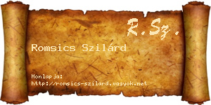 Romsics Szilárd névjegykártya